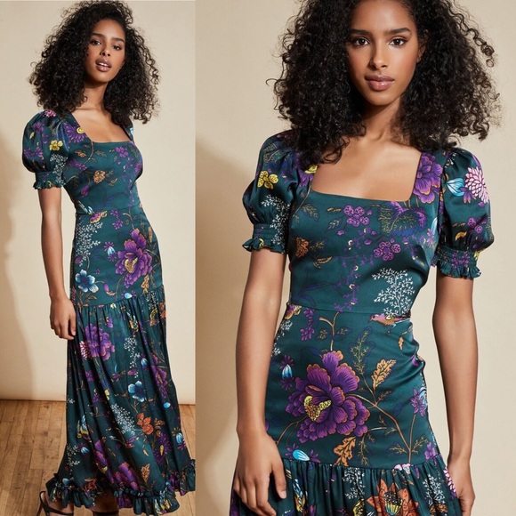 Hutch Dresses & Skirts - NWT Anthropologie Hutch Edie Floral Bird Satin Maxi Dress